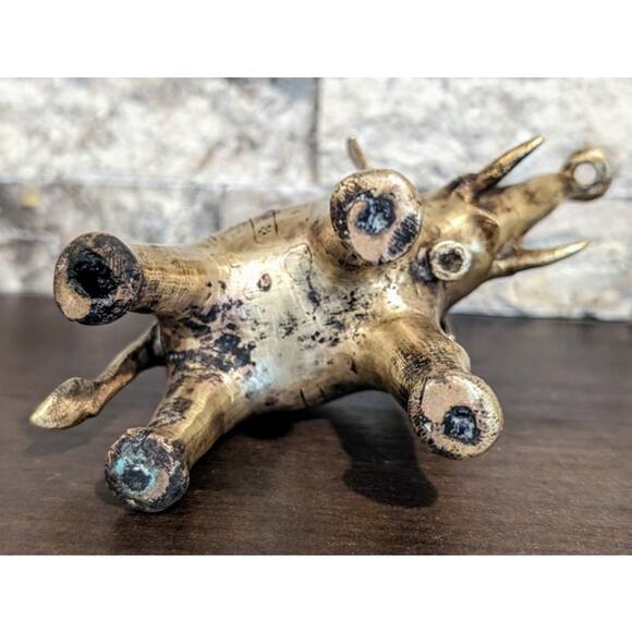 Solid Brass VTG Trunk Up Elephant Nice Patina Figurine Shelf Sitter 4 in. High - Picture 6 of 6